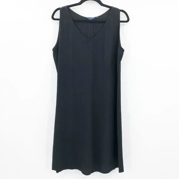 J. Crew Women's Black V Neck Sleeveless Mini Dress Size L - Picture 1 of 3